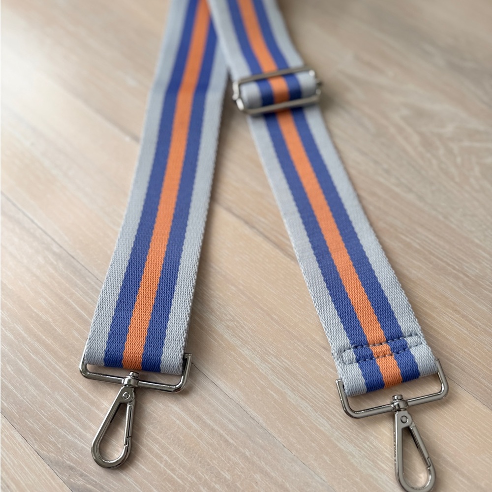 Ahdorned - Striped Interchangeable Woven Bag Strap - Blue/Orange